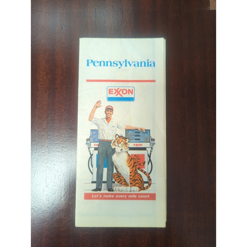 1977 Exxon Gas Oil‎ Pennsylvania Vintage Foldable Paper Travel Guide Road Map